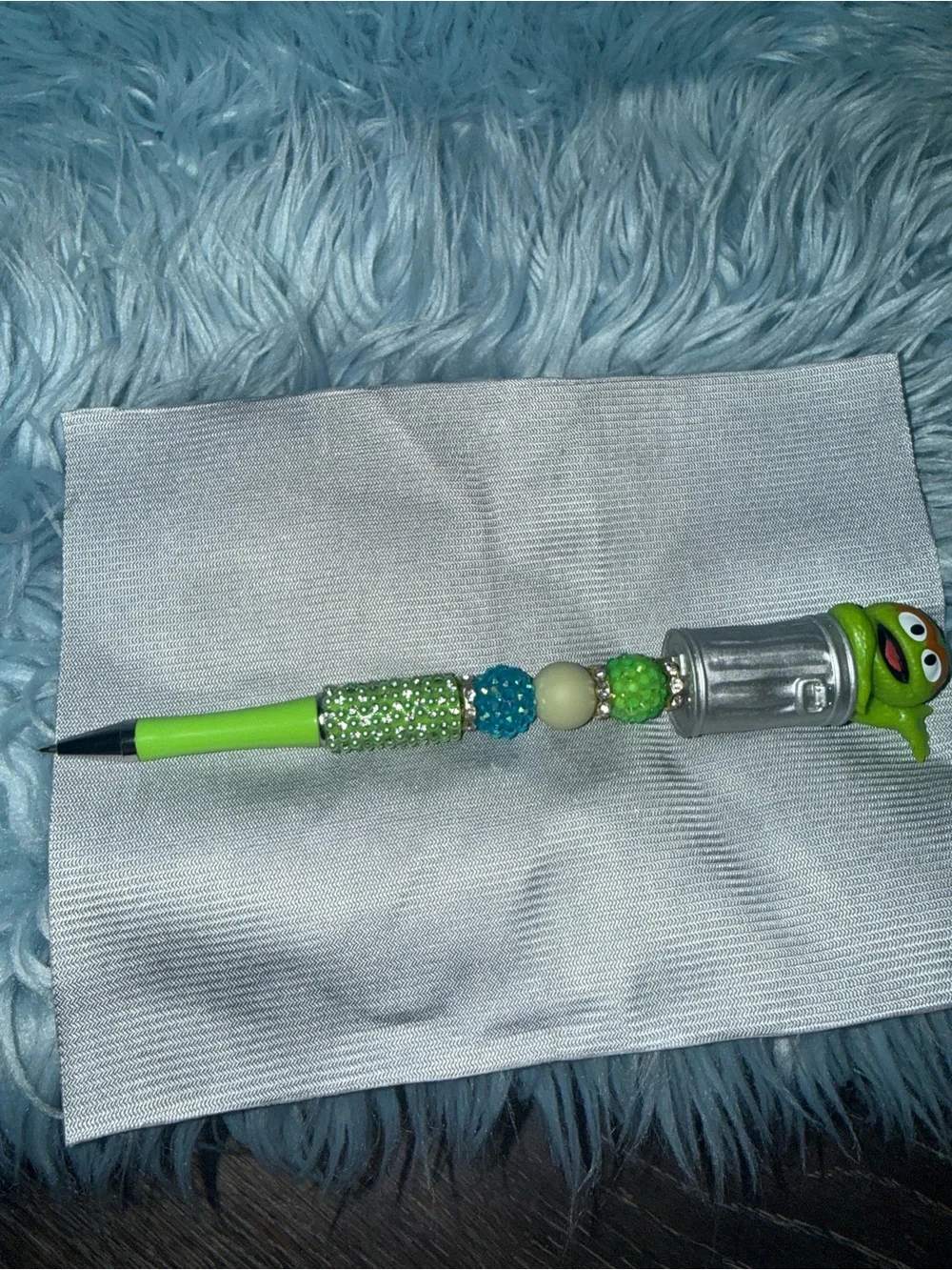Green Beaded Character Pen - Fun Home Office & Arts & Crafts Accessory